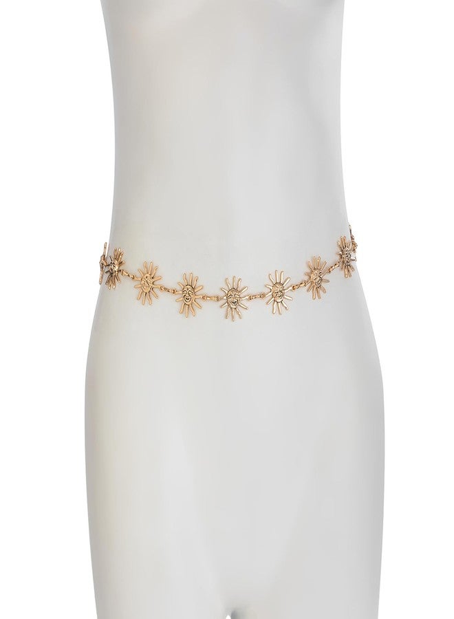 WFik Metal Sunflower Waist Chain Belt Bikini Sun Waist Chains Jewelry Summer Beach Waist Belly Chain Adjustable Body Link Belt for Women (Gold) - Image 5